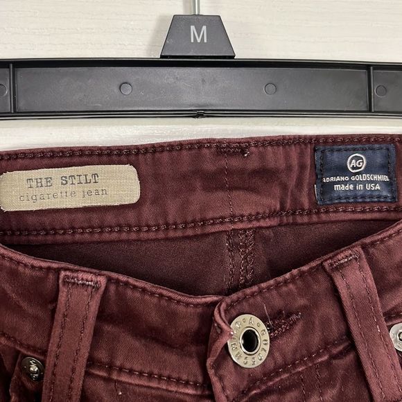 AG Adriano Goldschmied Wine Color The Stilt Cigarette Jeans Size 26R - Picture 7 of 12